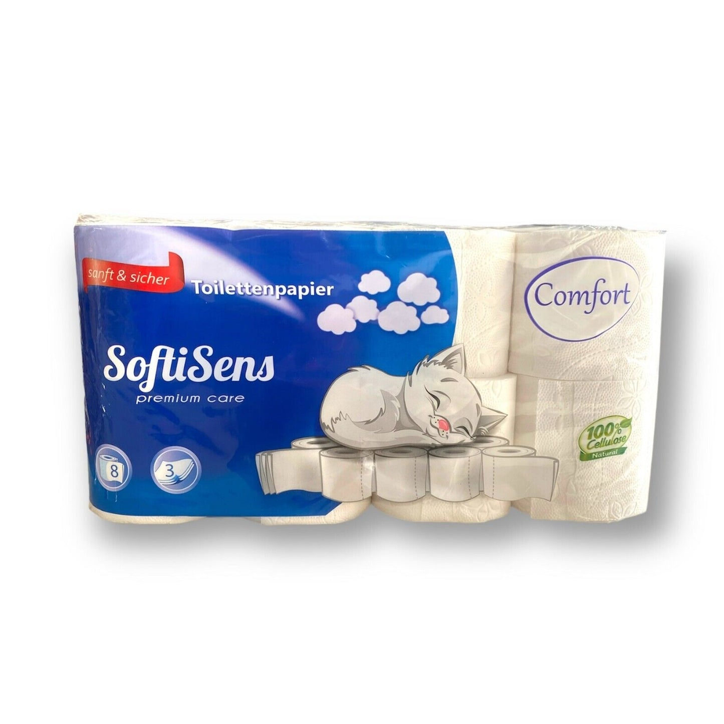 64 Rollen Toilettenpapier 150 Blatt, Klopapier, WC-Papier 3 lagig hoch Weiß TOP